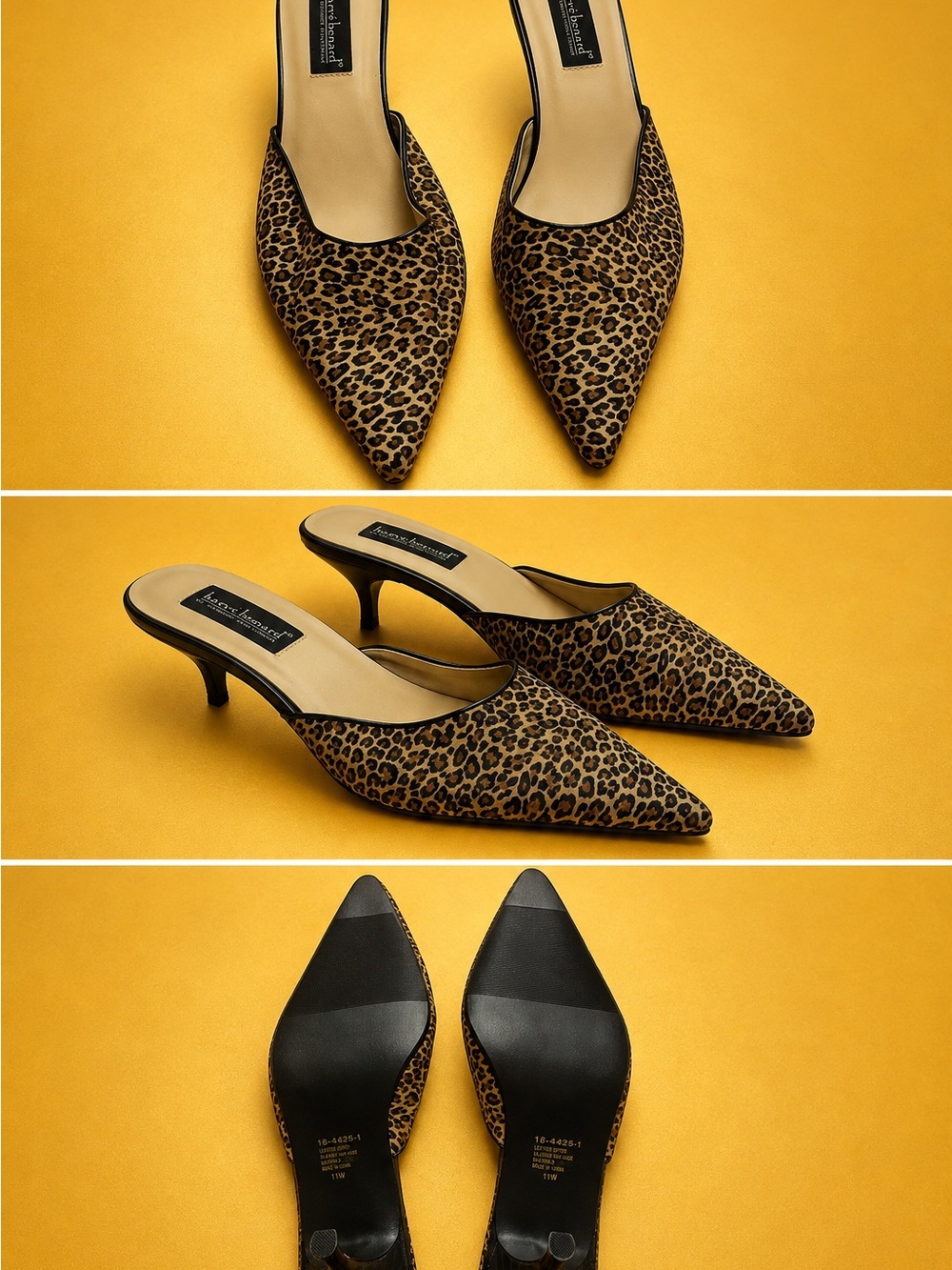 Harve Benard Leopard Print Pointed-Toe Kitten Heel Mules - SIZE 11 - Never Worn